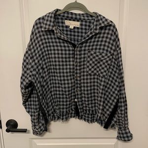 Vintage Havana raw hem cropped flannel